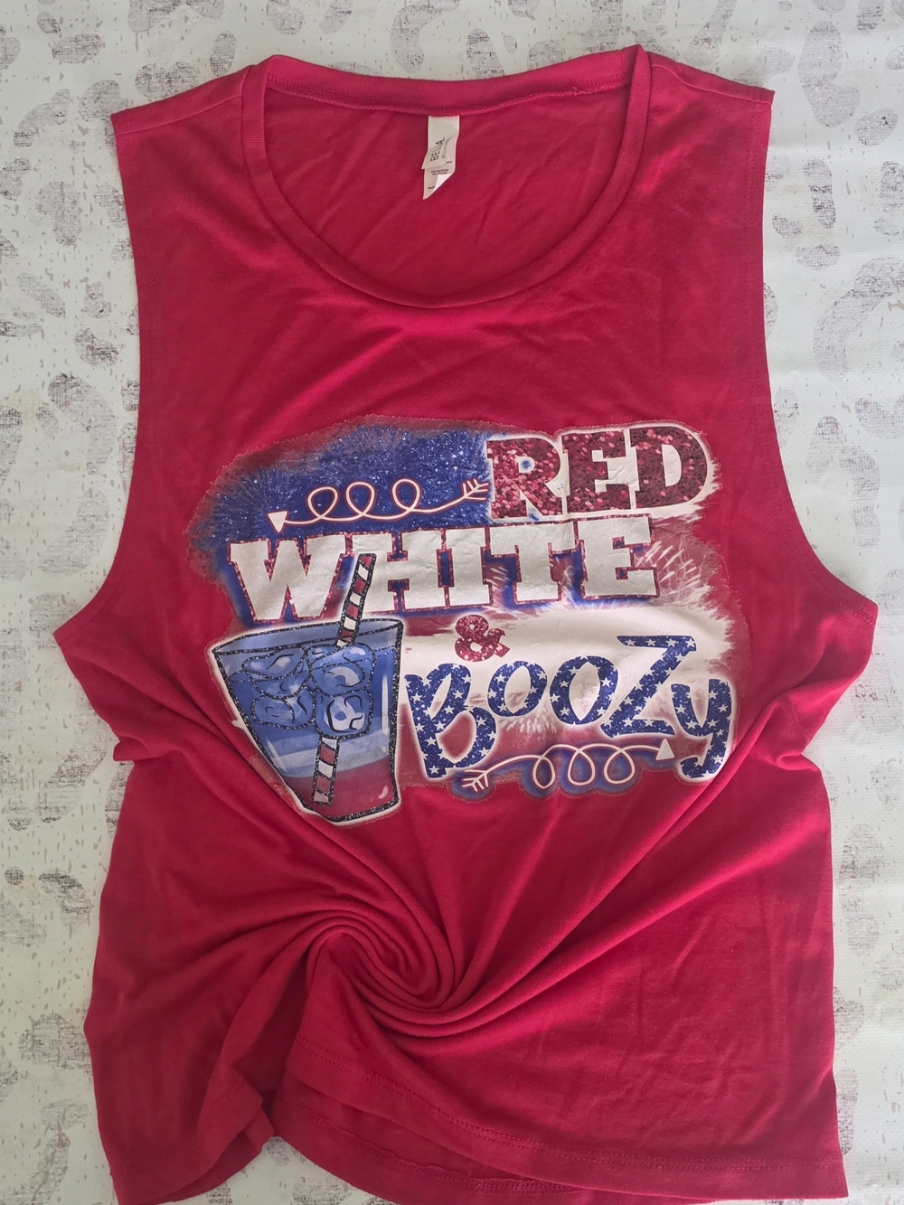 Bella Canvas Red Graphic Tank - 'Red White & Boozy'